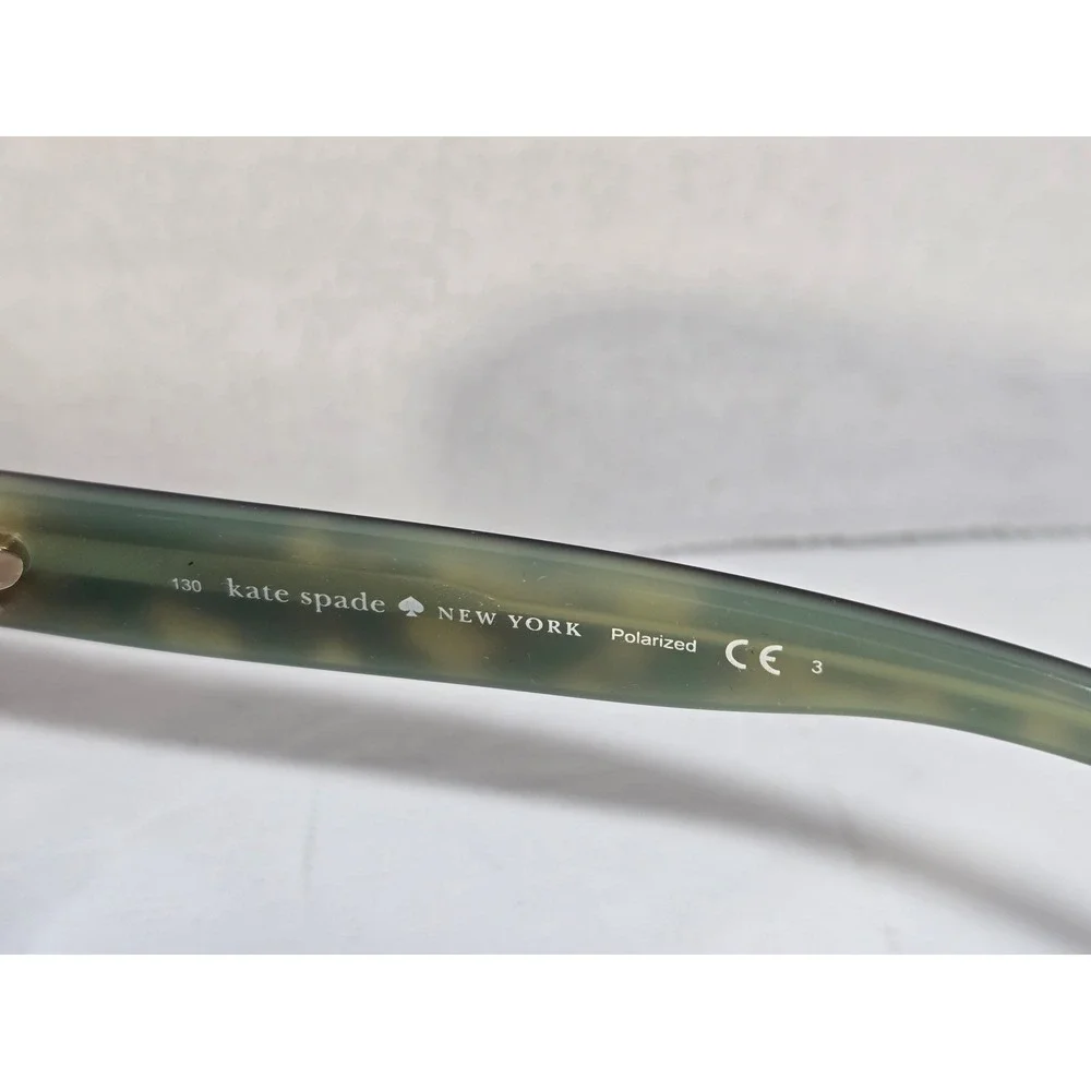Kate Spade Tortoise Sage Green Polarized Sunglasses Oversized Square Case